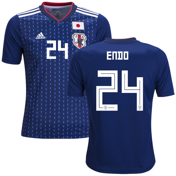 Japan #24 Endo Home Kid Soccer Country Jersey
